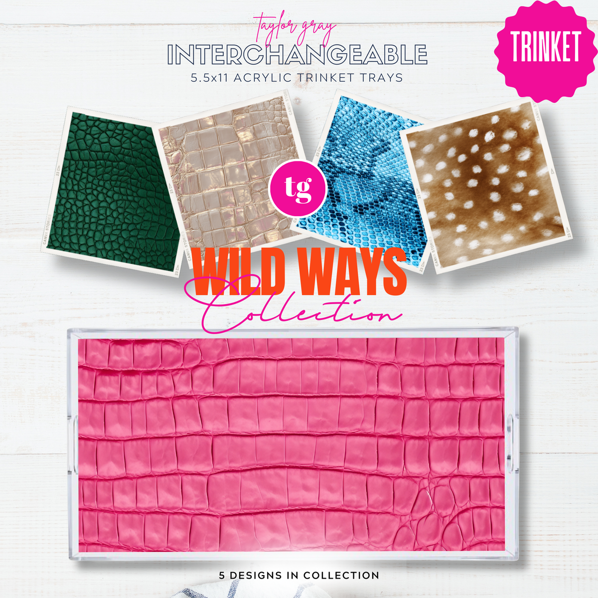 5.5x11 WILD WAYS trinket tray insert set of 5
