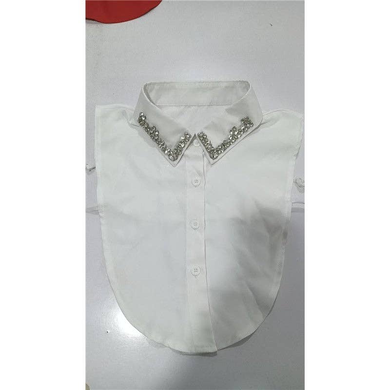 White shirt with a decorative collar on a gray background