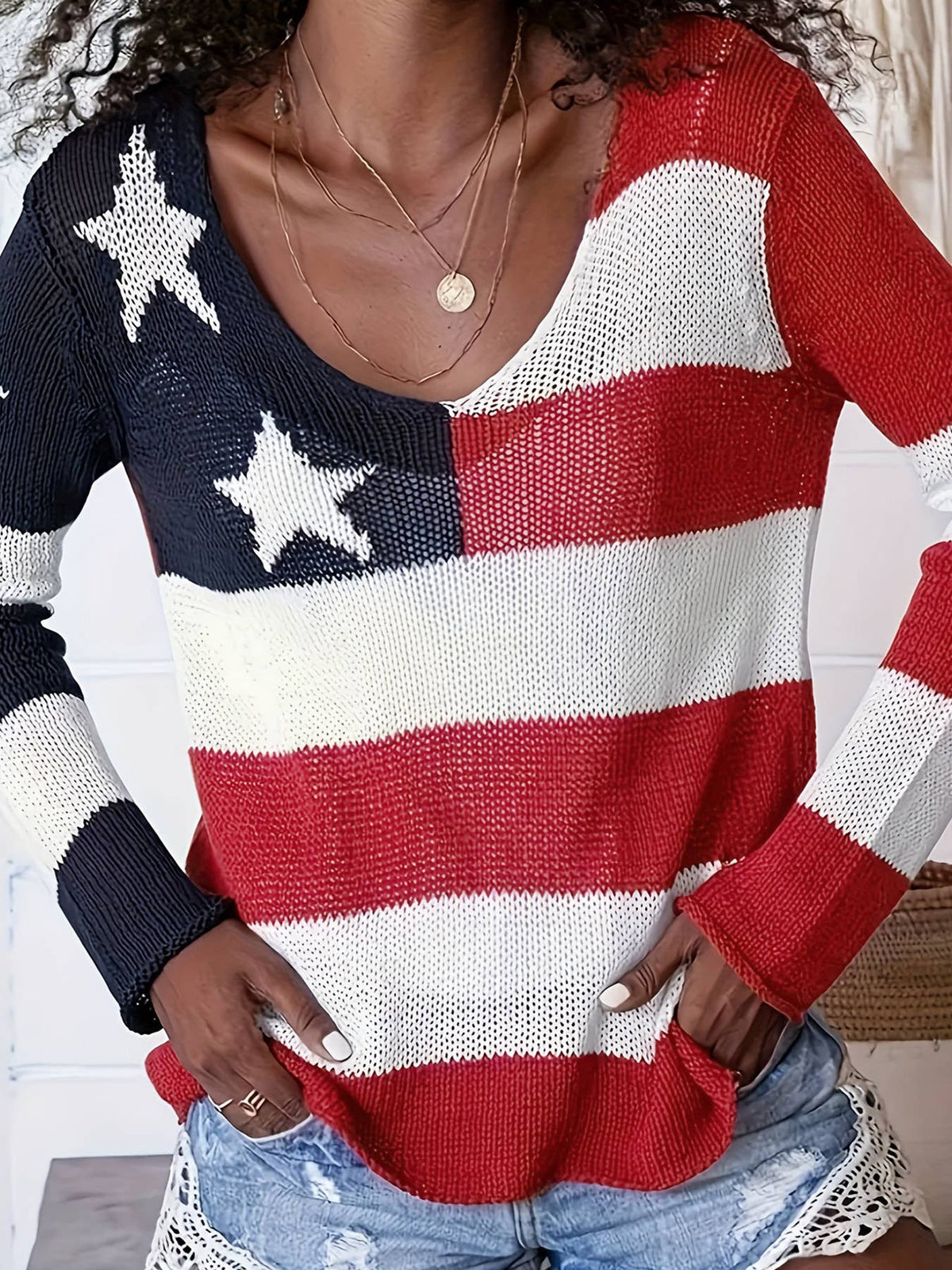 4th of July Knit American Flag Sweater