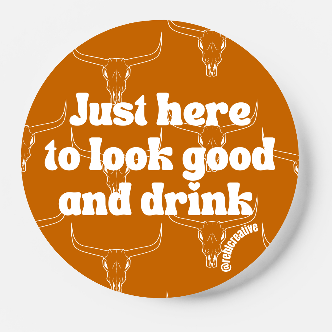 Look Good & Drink - Orange Horns - Game Day Button