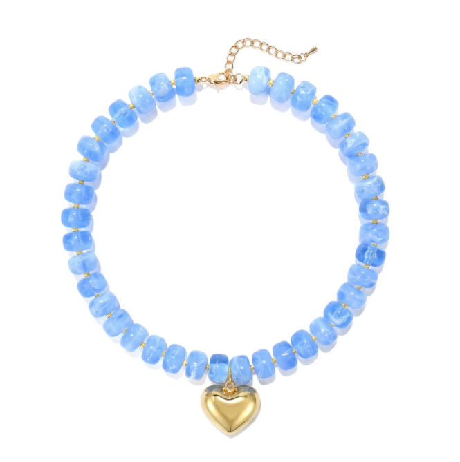 Chunky Heart Colorful Bead Necklace