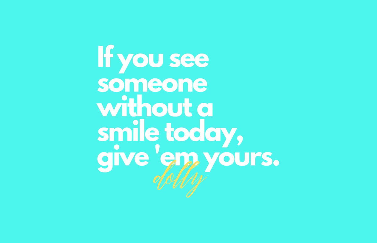 Motivational quote on a bright blue background with 'dolly' branding.