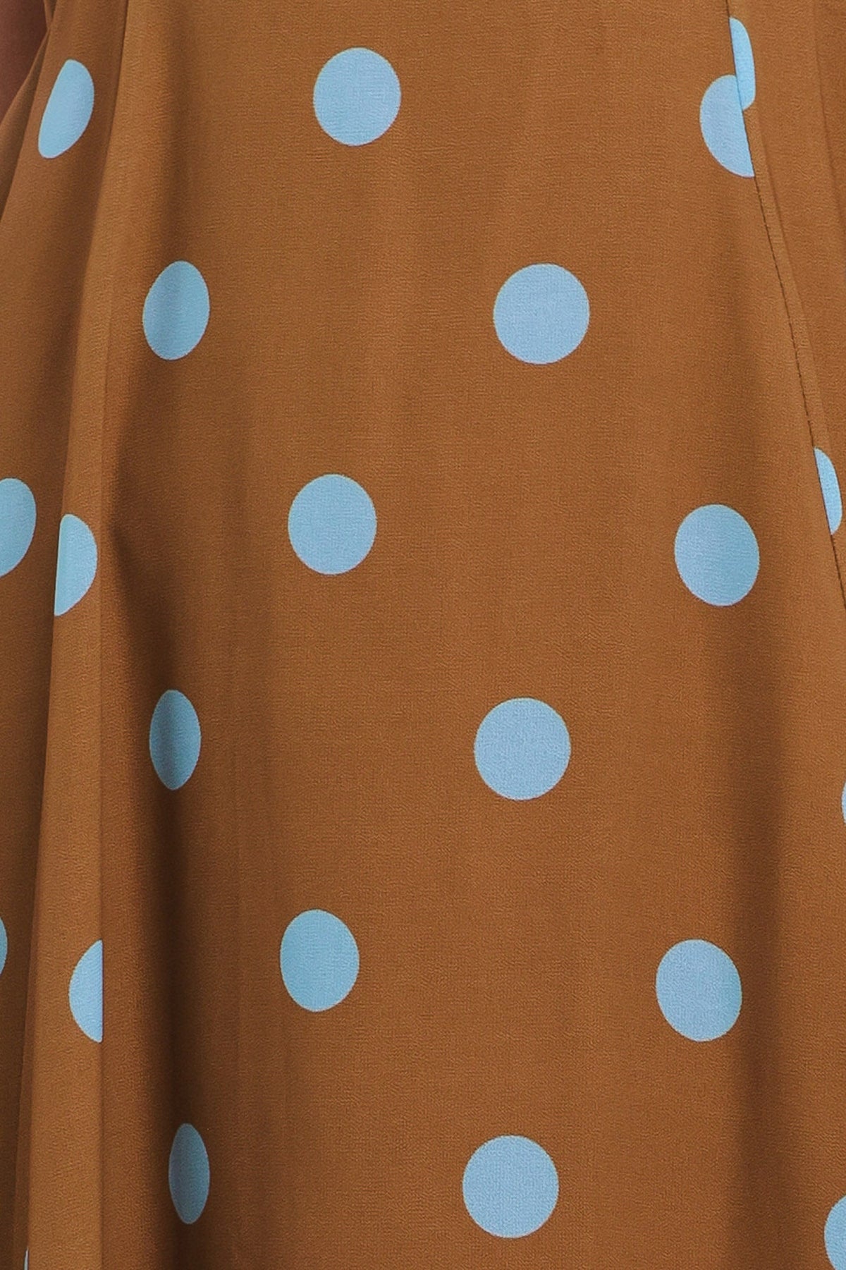 Brown fabric with light blue polka dots