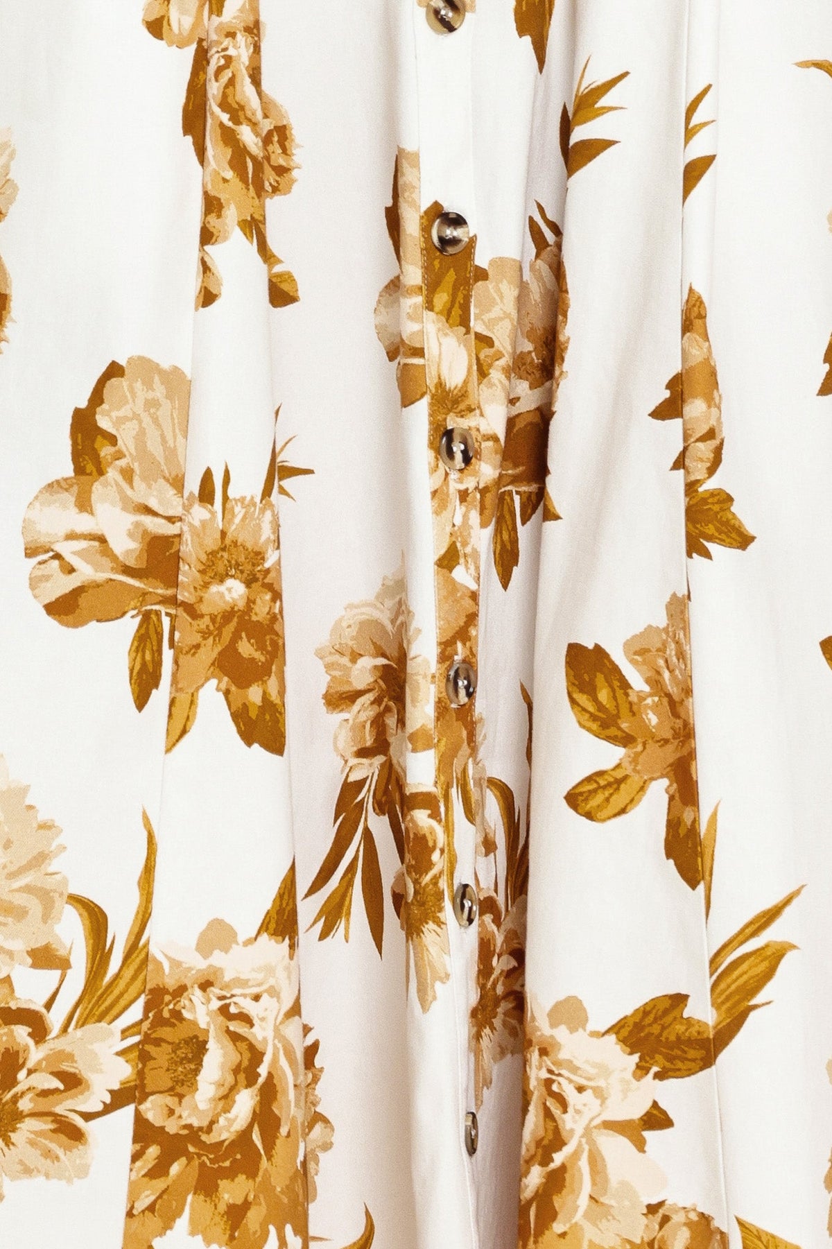Close-up of a floral fabric with brown flowers on a white background