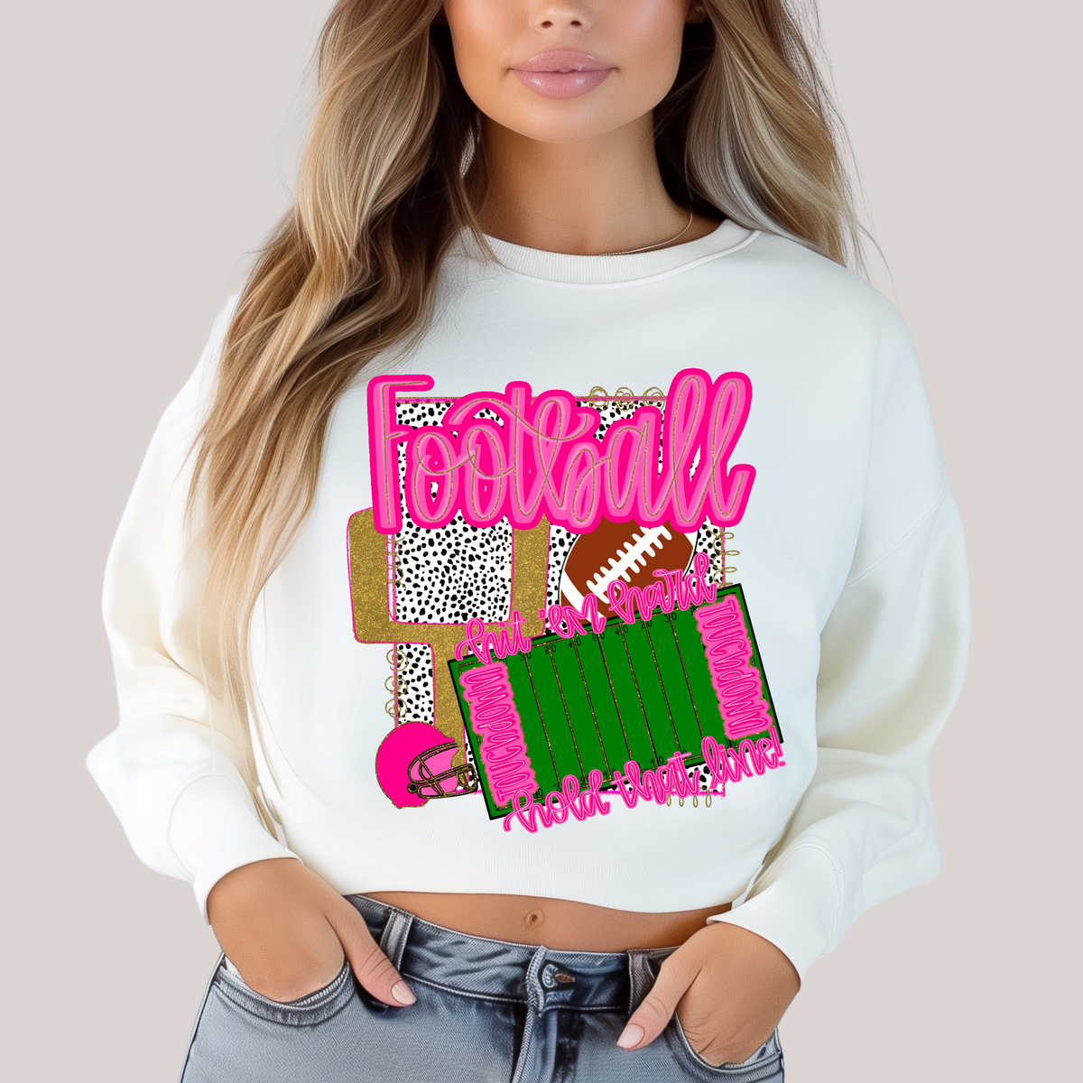 Preppy Stadium in White Sweatshirt