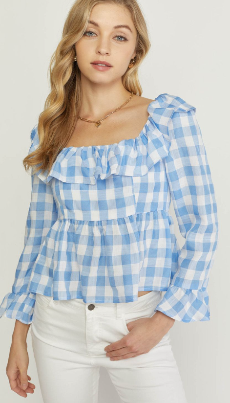 Blue Gingham Top