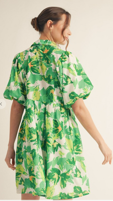 green floral dress
