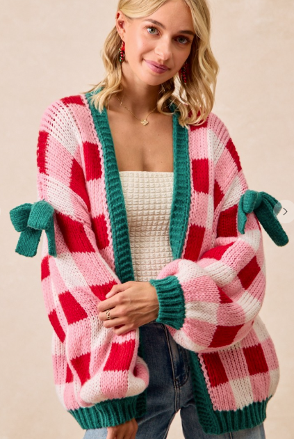 Checkmate Bow Cardigan