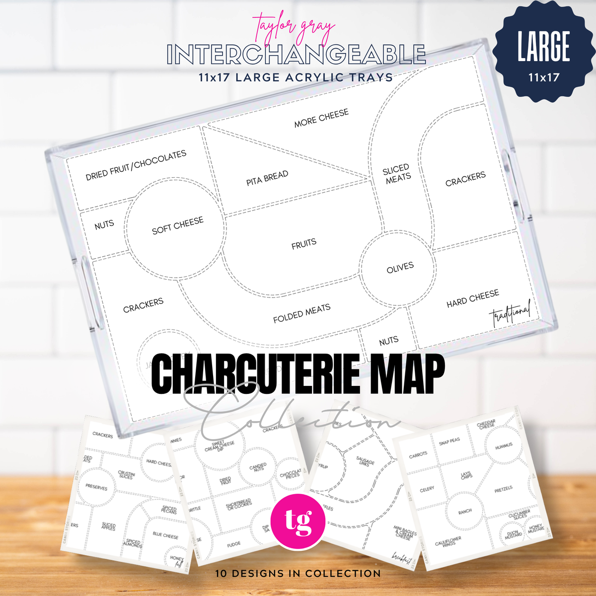 11x17 CHARCUTERIE MAP insert set of 10