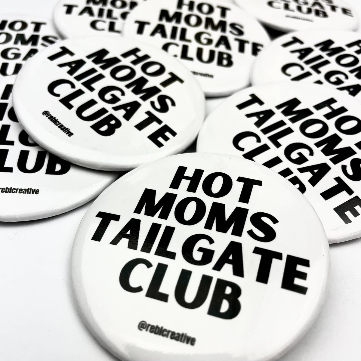 Hot Moms Tailgate Club - Black/White - Game Day Button