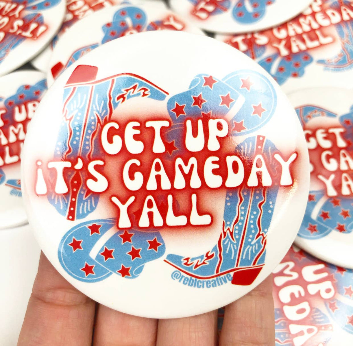 Get Up - Red/Blue - Game Day Button