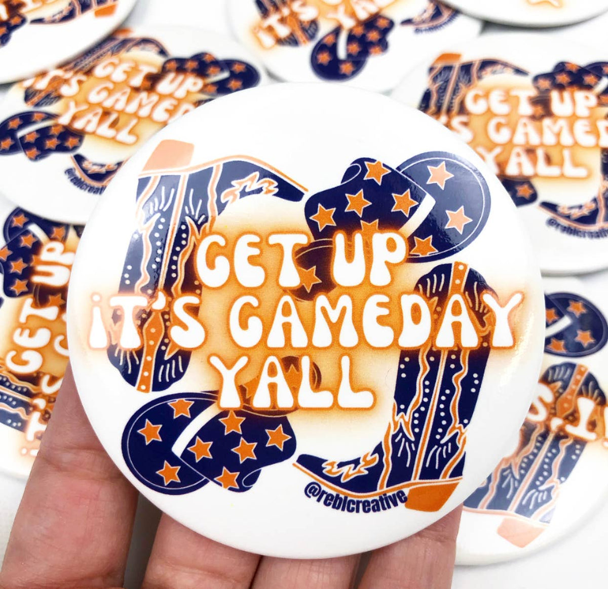 Get Up - Navy/Orange - Game Day Button