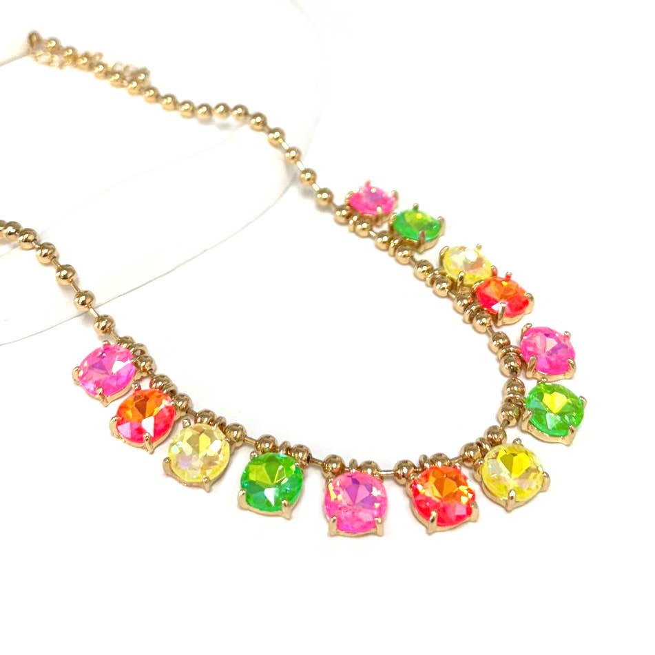 Crystal Glass Beaded Chain Necklace