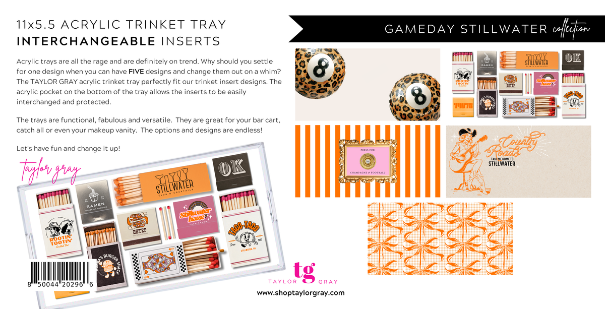 Gameday Stillwater acrylic trinket tray with interchangeable inserts on a white background