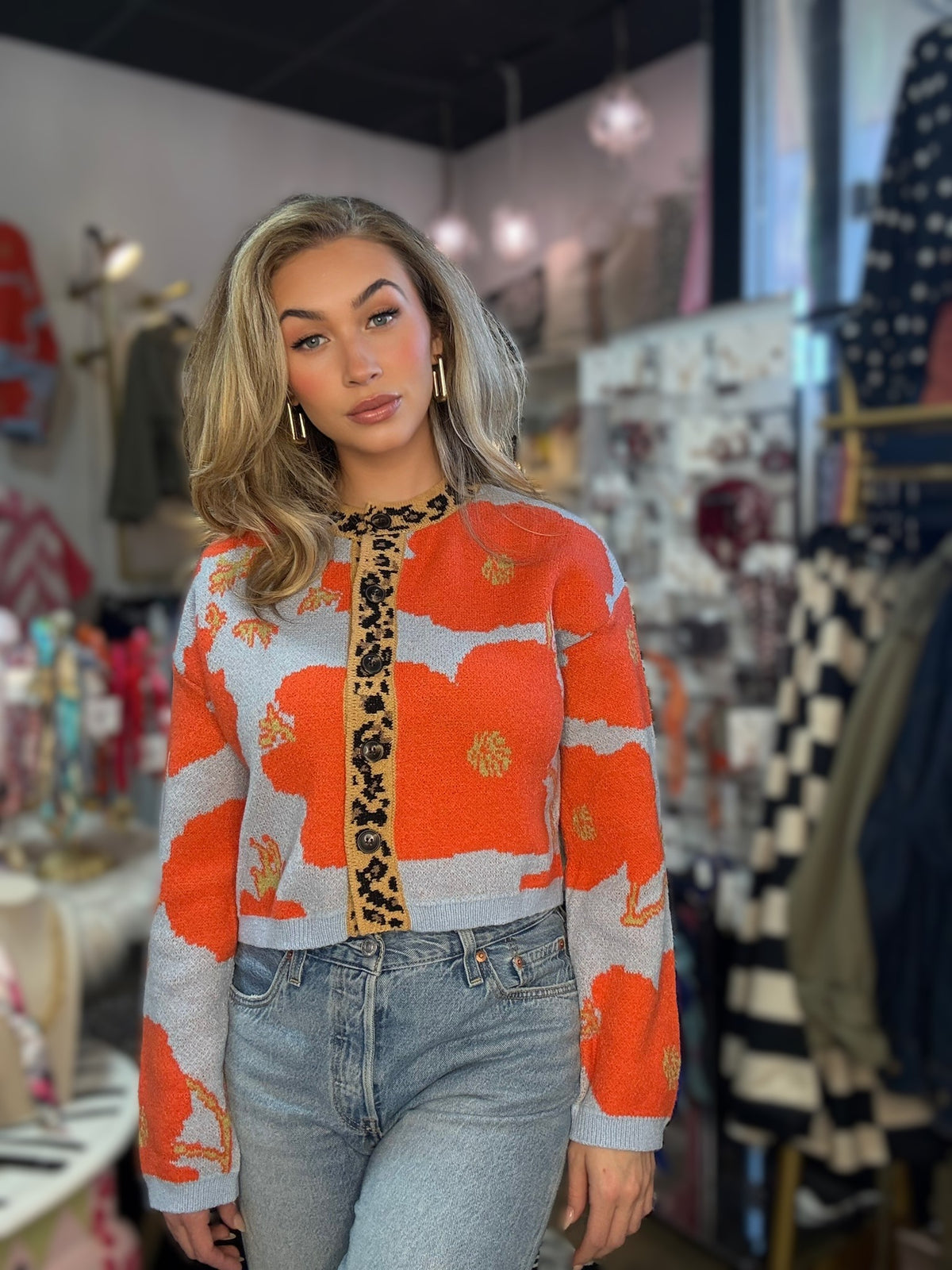 woman in bright sweater

